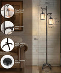 Farmhouse 68 Inch Floor Lamp With Mica Shade Rustic Tree Trunk Design Stepless Dimmable Modern Industrial Standing Lamp For Living Room Bedroom And Office Bulb Included next to a sofa.