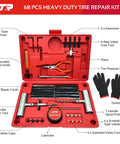 Heavy Duty Tire Plug Kit With 68 Piece All In One Universal Tire Repair Set For Tubeless Flats On Cars Trucks SUVs RVs ATVs Motorcycles Trailers Includes Plugs Cutter Knife Pliers Gloves And All The Must Have Tools in red case