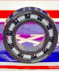 6800 Full Ceramic Bearing 10x19x5 Si3N4/PTFE front view showing ceramic balls and PTFE cage.