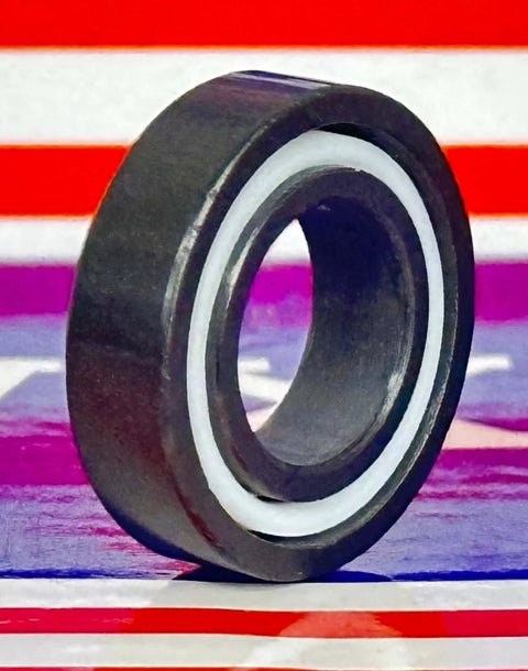 6800 Full Ceramic Bearing 10x19x5 Si3N4/PTFE side view showcasing full ceramic design and PTFE cage.