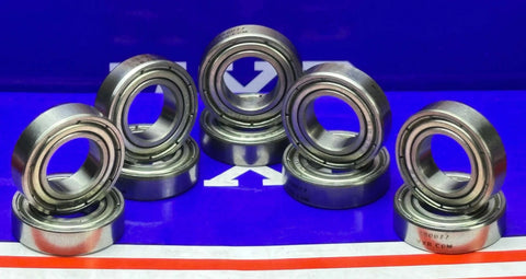 10-Pack 6800ZZ 10x19x5mm Double Shielded 10mm Bore Bearing on display, showcasing the chrome steel material and double metal shields.