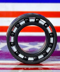 6801 Full Ceramic Bearing Si3N4/PTFE 12x21x5mm front view showcasing ceramic balls and PTFE cage.