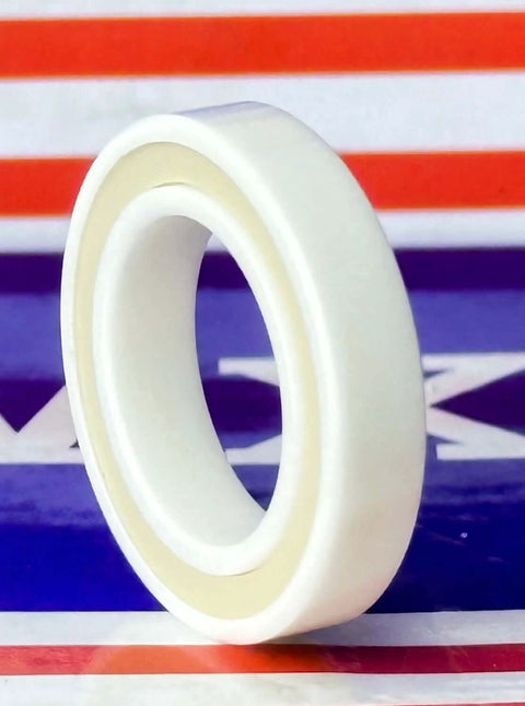 6802-2RS Full Ceramic Sealed Bearing ZrO2 15x24x5mm showing side view with PTFE seal and ceramic finish.