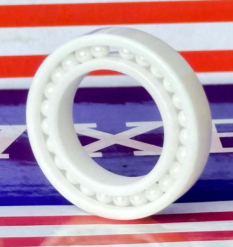 6802 Full Complement ZrO2 Ceramic Bearing 15x24x5mm close-up view showing ceramic structure and ball placement.
