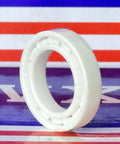 6802 Full Ceramic Bearing 15x24x5 ZrO2 side view showcasing ZrO2 ceramic balls and PTFE cage material.