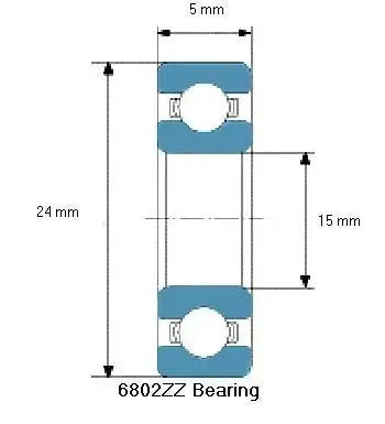 Technisches Diagramm von Premium 6802ZZ Lager – Rillenkugellager mit Maßen 15mm x 24mm x 5mm