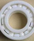 6803 Full Ceramic Bearing 17x26x5mm in white ceramic with ball elements visible, suitable for high-temperature applications.