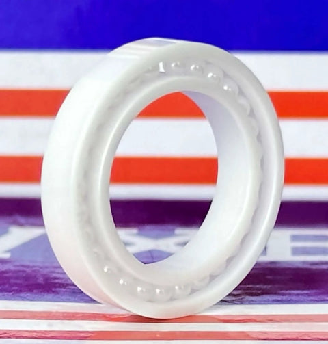 6803 Full Complement Full Ceramic Bearing 17x26x5mm side view showcasing white zirconium oxide material and ball design.