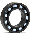 6804 Full Ceramic Bearing Si3N4/PTFE 20x32x7mm showing inner and outer rings, featuring 14 ceramic balls and a PTFE cage.