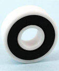 6806-2RS Full Ceramic Bearing ZrO2 Rings + Si3n4 Balls, 30mm inner diameter, side view on blue background