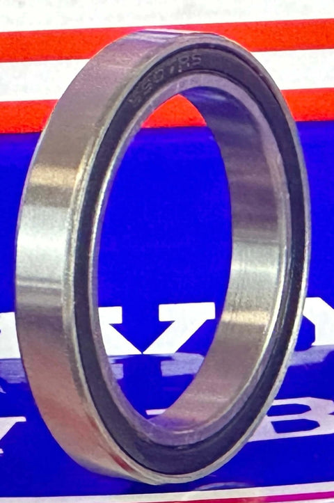 6807-2RS Bearing 35x47x7mm Sealed Ball Bearing side view showcasing chrome steel material and rubber seal.