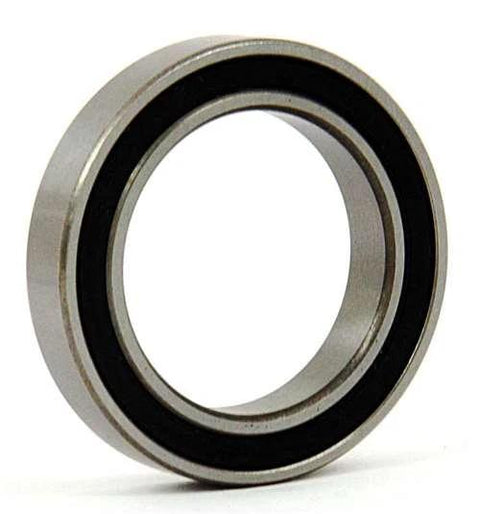 6807RS Bearing 35x47x7mm - Sealed Ball Bearing in a side view showing chrome steel and double seals.