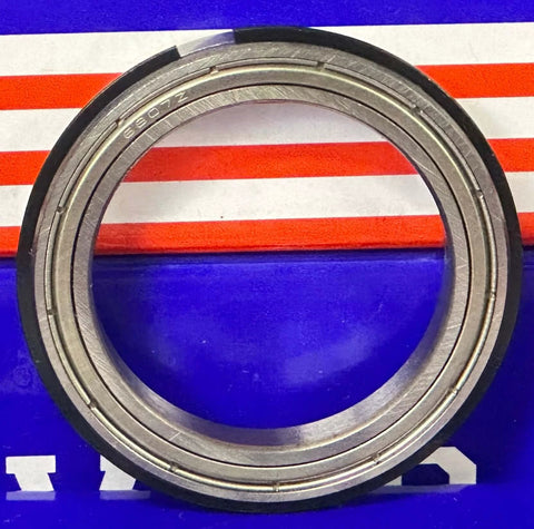 6807ZZNR Bearing 35x47x7mm Shielded Snap Ring front view showing chrome steel construction.
