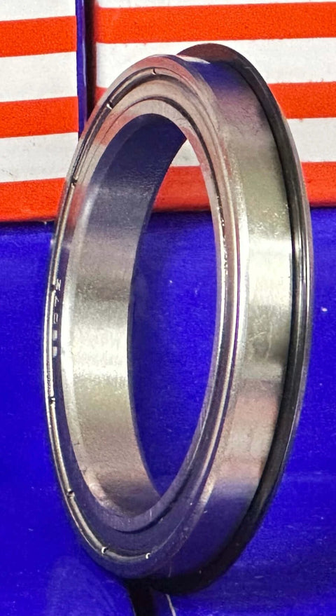 6807ZZNR Bearing 35x47x7mm Shielded Snap Ring showing chrome steel construction from a side view.