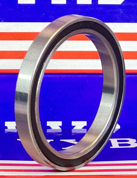 6809RS Bearing 45x58x7mm - Sealed Ball Bearing side view showcasing chrome steel and rubber seal.