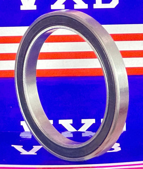 6810-2RS Bearing 50x65x7mm - Sealed Ball Bearing in side view showcasing double seal and chrome steel design.