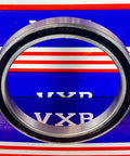 6815-2RS Ball Bearing 75x95x10mm - Rubber Sealed view with black seal and metal exterior against VXB packaging.