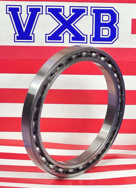 6815 Bearing 75x95x10 Open shown from a side angle, highlighting the chrome steel material and open design.