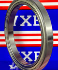 6815ZZ Bearing 75x95x10mm - Double Shielded Ball Bearing, chrome steel, side view with a blue and red background.