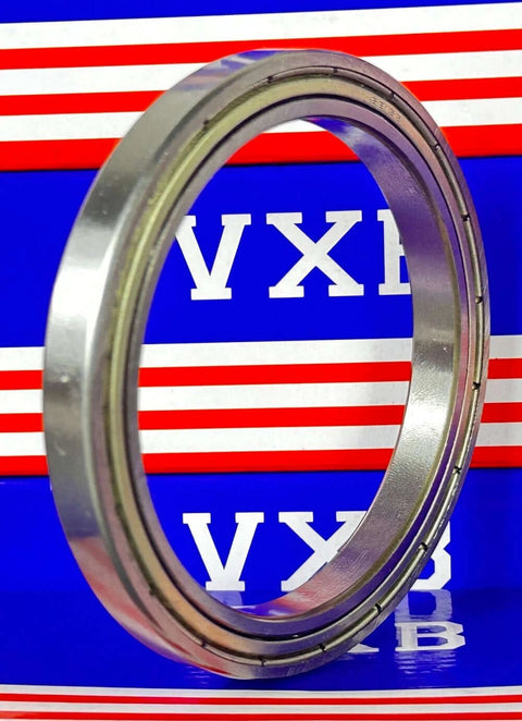 6815ZZ Bearing 75x95x10mm - Double Shielded Ball Bearing side view showing chrome steel construction.