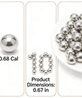 .68 Caliber Aluminum Solid Paintballs 50 x .68 Caliber Self-Defense Balls Compatible with Pistole X-68 Byrna SD LE/TCR Salt Supply S2