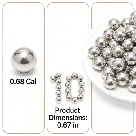 .68 Caliber Aluminum Solid Paintballs 50 x .68 Caliber Self-Defense Balls Compatible with Pistole X-68 Byrna SD LE/TCR Salt Supply S2