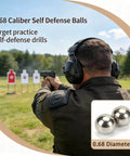 .68 Caliber Aluminum Solid Paintballs 50 x .68 Caliber Self-Defense Balls for Pistole X-68 Byrna SD LE target practice scene.