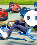 68mm x 24mm Wheels Replacement for Ripster Ripsurf Caster Board RipRider FlashRider PowerRider 360, shown with skateboards and caster trike