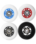 Four scooter wheels with colored hubs, including 68mm x 24mm Wheels Replacement for Ripster Ripsurf Caster Board RipRider FlashRider PowerRider.