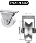 Product size of Large 68mm V Groove Pulley Wheel With 304 Stainless Steel Silent Pulley Block And Duplex Bearings, side and front view