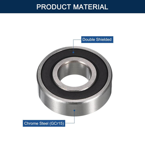 6902-2RS Deep Groove Ball Bearings Pack Of 10 With Double Rubber Seals, Pre Lubricated Chrome Steel GCr15, ID 15Mm OD 28Mm Width 7Mm