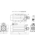 Technical diagram of 6KW Air Cooled CNC Spindle Motor ER32 with four bearings, dual voltage 220V 380V, efficient fan cooling