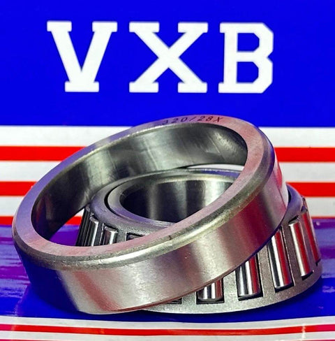 320/28X Tapered Roller Wheel Bearing 28x52x16mm chrome steel set with VXB branding in background
