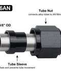 6AN Three Eighths Inch Female Hardline Tube Nut and Sleeve Aluminum Fitting explained with labels and measurements