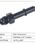 6AN To Three Eighths Inch SAE Quick Disconnect EFI Fitting Adapter Aluminum 6061 T6 Push On Male EFI Connector For Fuel Lines High Pressure 1500 PSI 37 Degree Leak Free Seal
