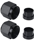 6AN Three Eighths Inch Female Hardline Tube Nut and Sleeve Aluminum Fitting for Three Eighths Inch OD Alloy Tubing Two Piece Set