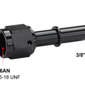 6AN Female Swivel to Three Eighths Inch Quick Disconnect EFI Fuel Fitting Adapter Straight Aluminum Black Push On Swivel End