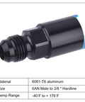 Beefy 6AN Male To 3/8 Inch And 5/16 Inch SAE Quick Disconnect Female Push On EFI Fuel Rail Fittings Two Pack Aluminum 6061-T6