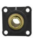 Front view of 3/4 in Wide Set Screw Pillow Block, 4-Bolt Black Plastic Housing with Zinc Insert, Single Unit Flange Mount