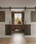 72 Inch By 84 Inch Knotty Pine Double Sliding Barn Door Kit With S Style Finish DIY Ready Multi Color Panels Heavy Duty Sliding Hardware Included Rustic Farmhouse Look For Modern Living Room Or Bedroom.