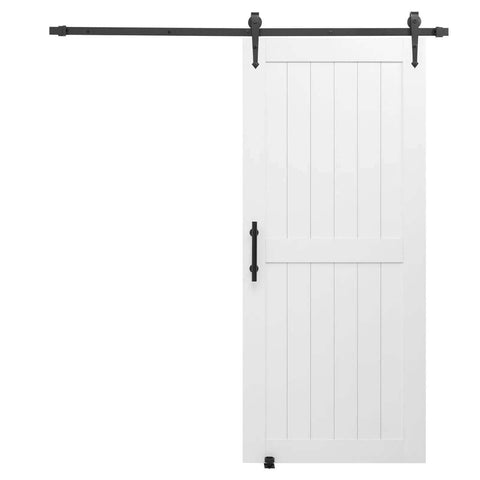 Sliding Barn Door With Hardware Kit 36 X 84 Inch White MDF Panel Door With Waterproof PVC Coating Scratch Resistant Interior Barn Door.