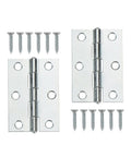 2-1/2 Inch Utility Hinge Zinc Plated Steel 2 Pack Square Corner Non Removable Pin with Screws for Cabinets Doors and Chests