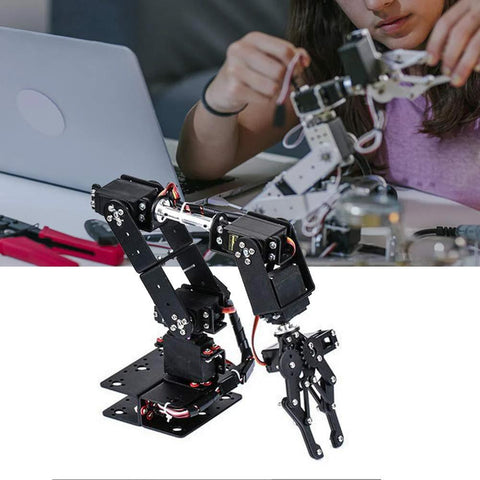 Six Degree Of Freedom Robotic Arm Kit With Six Servo Motors Programmable Clamp Hand Claw Manipulator for STEM education and teaching.