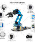 6DOF Desktop Robotic Arm Kit With 5 Servos And Mechanical Claw Handle Accessory PC Software App Control And Tutorial.