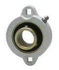1/2 in Narrow Set-Screw 2-Bolt Flange Ball Bearing, Zinc Housing White Finish, Single Piece Narrow-Row Mounted Unit for Linear Slide Applications with Set-Screw Locking and Sealed Option front view
