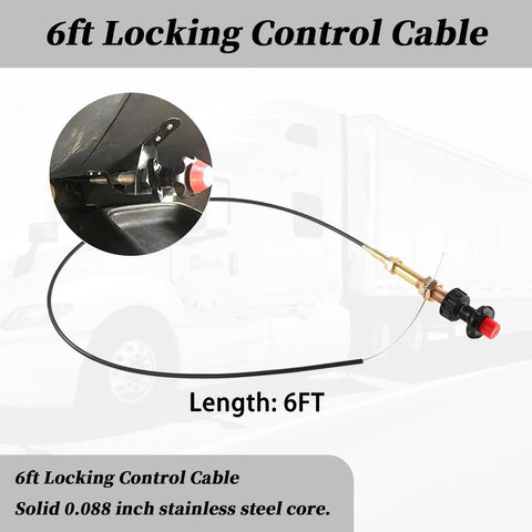 6 Ft Vernier Adjustable Locking Throttle Cable For PTO And Dump Applications with 6ft stainless core close-up