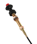 Close-up of 6 Ft Vernier Adjustable Locking Throttle Cable for PTO and dump applications with stainless core and control knob.