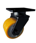 ✝️ 6" inch Caster Wheel 3307 Lbs - Cast Iron Core - Polyurethane Tread - Top Plate Mount designed for smooth motion, side view