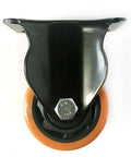 ✝️ 6" inch caster wheel 772 lbs fixed pu - polypropylene - top plate mount, front view showing black bracket and orange wheel
