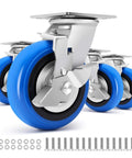 6 inch heavy duty caster wheels set of 4 rated 4500 lb total with smooth rolling design industrial polyurethane wheels with brackets